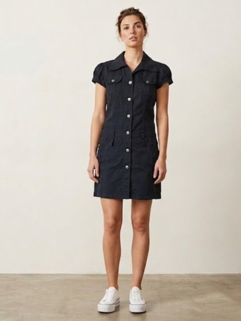 Cache Cache Black Denim Style Utility Dress - Size 36 (S)